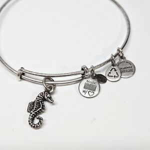 Alex and Ani Seahorse Charm Silver-Tone Bangle Bracelet